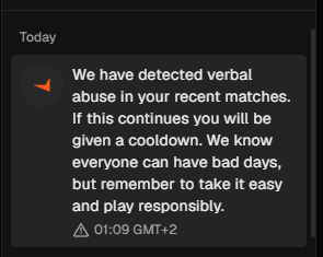 the game tells you to calm down