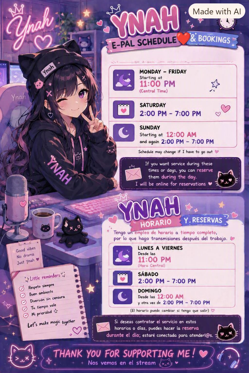 my schedule / mi horario