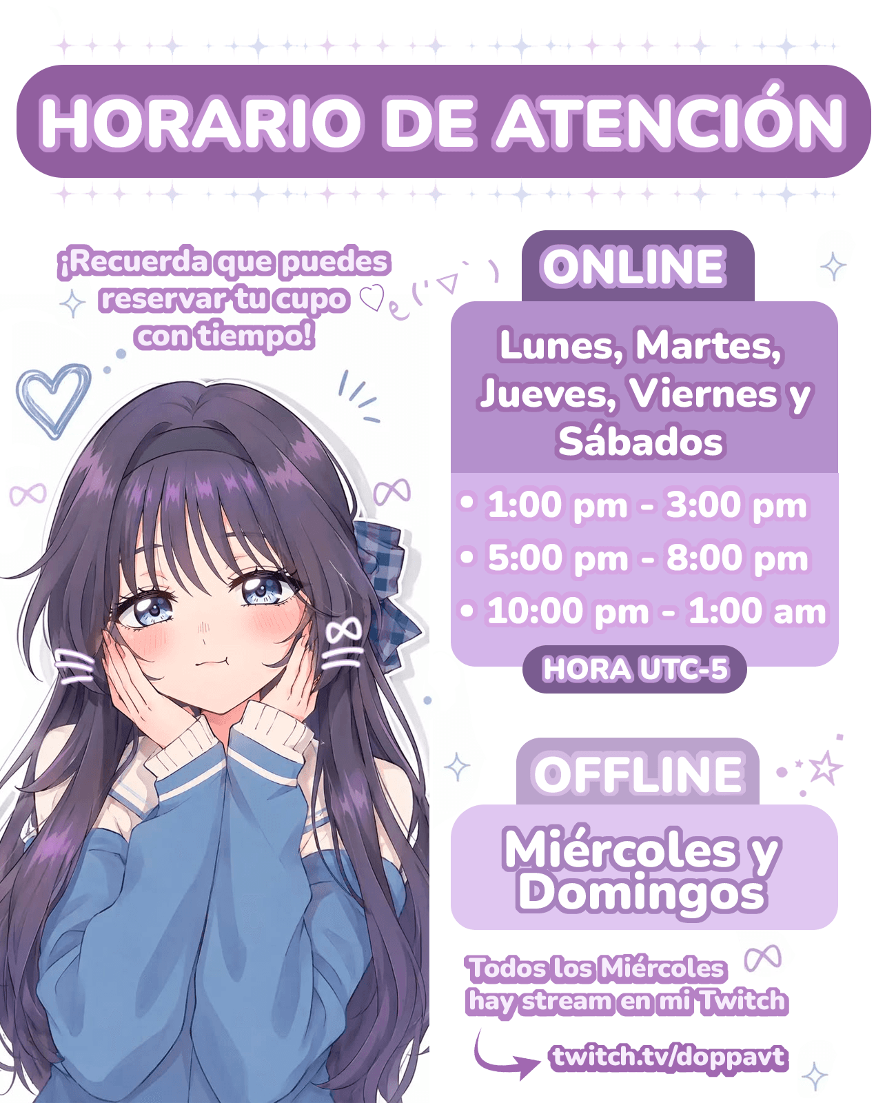 ⋆₊˚ Nuevo Horario ⊹♡