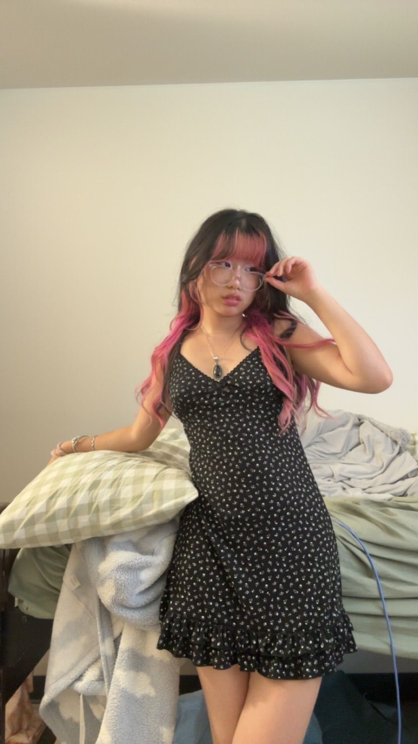 I think pink hair suits me better than black hair
