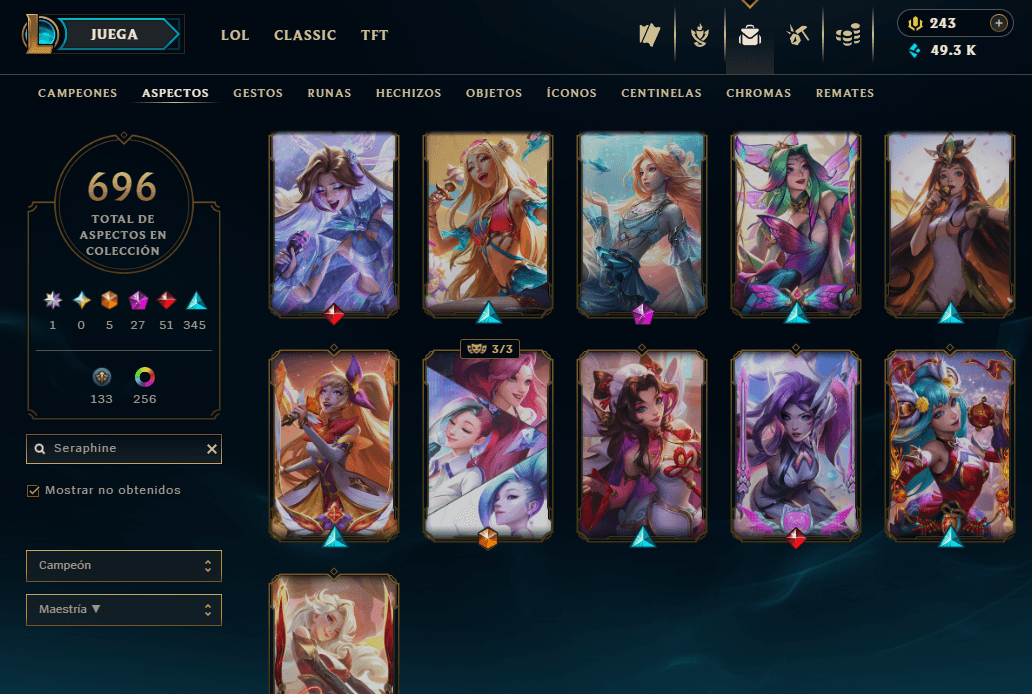 11 / 11 skins de seraphine ! (♡ˊ͈ ꒳ ˋ͈)
