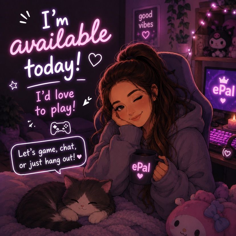 💜 Available Today! Come Hang Out!