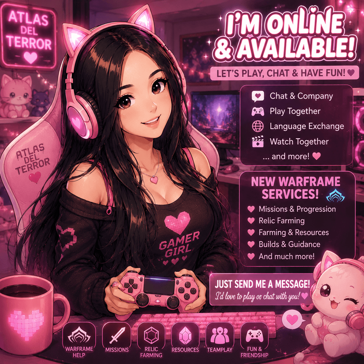💜🌸 I'm online and available now! 🎮✨