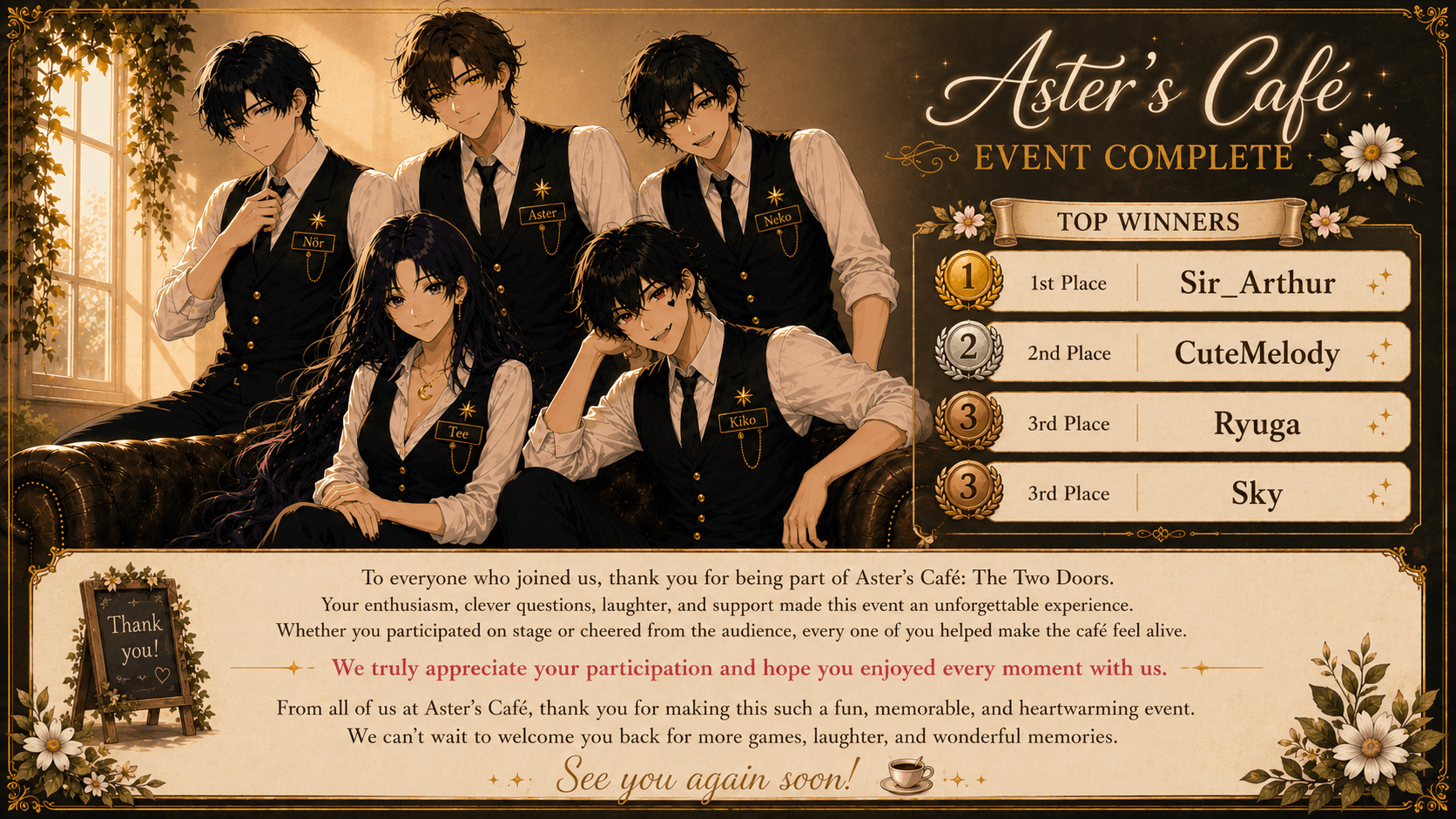 EVENT COMPLETE!