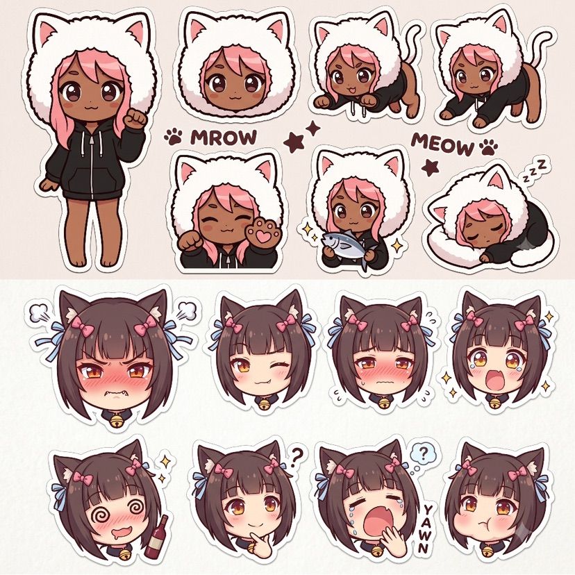 Meow stickers concept + Chocola