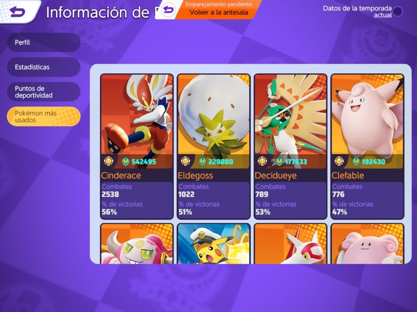 mis pokemon mas jugados