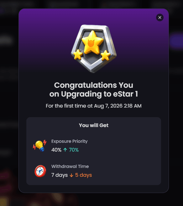 Lvl up to eStar!!!!