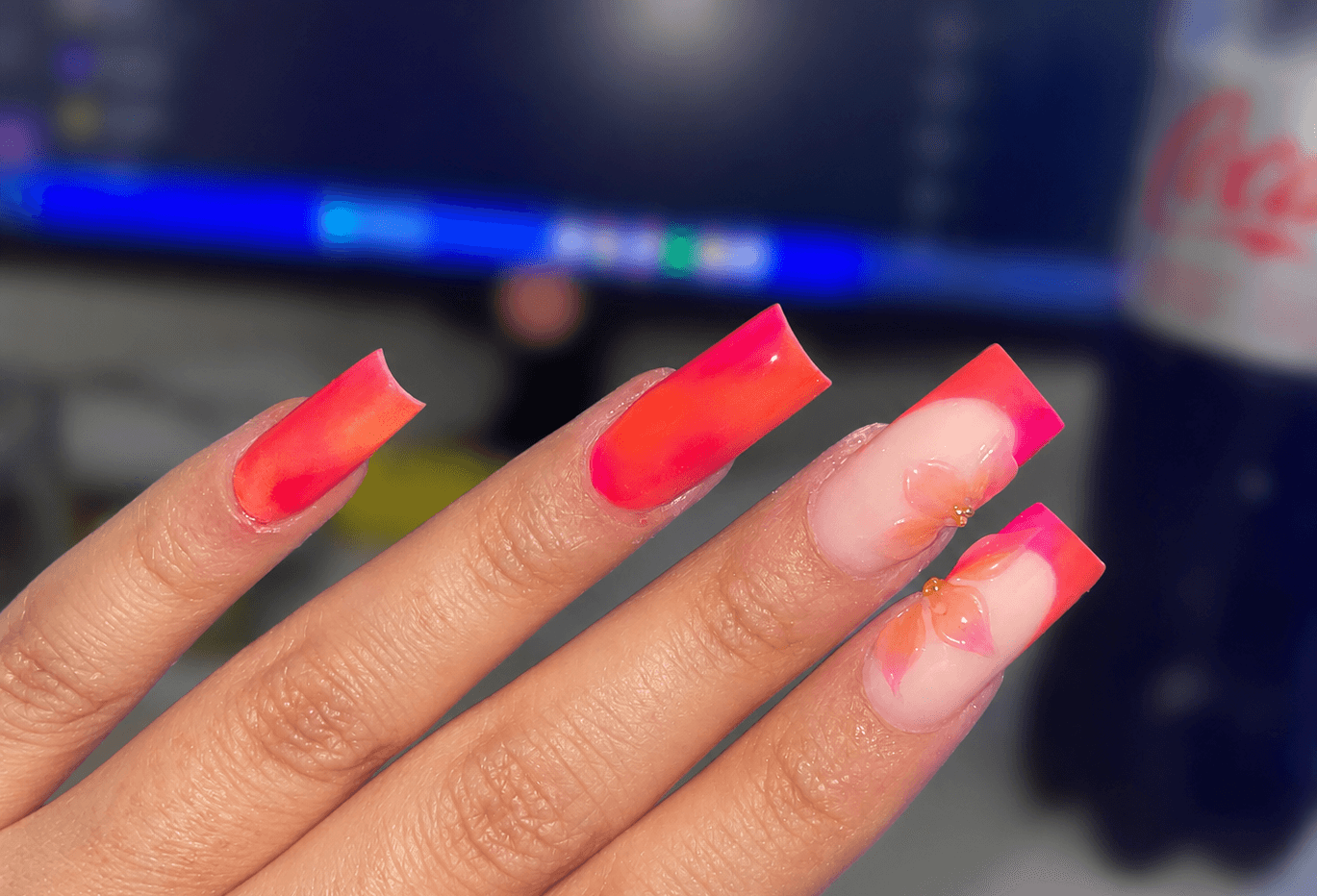 Birthday Nails 🧡❤️🧡🎂
