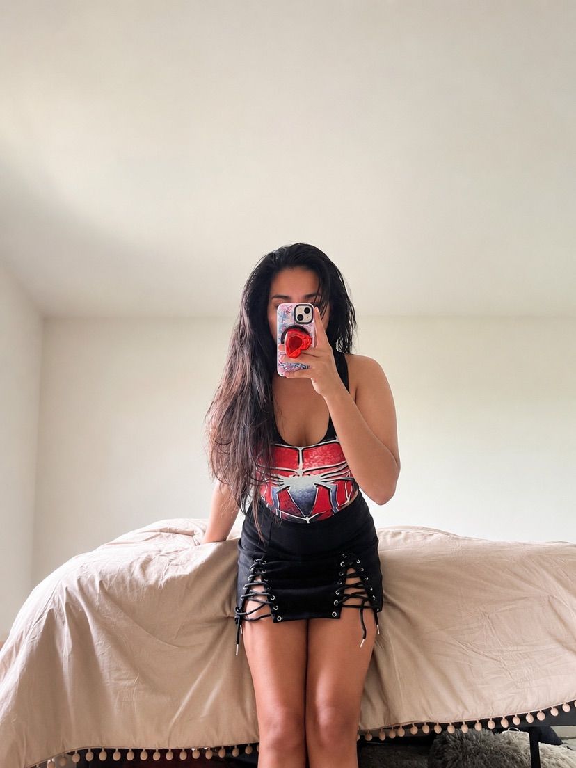 messy hair and spidey shirt!