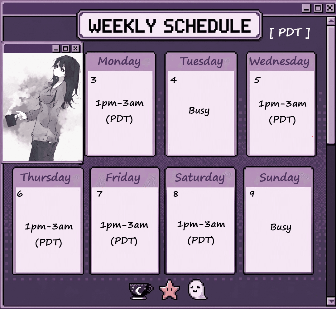 Next week's schedule