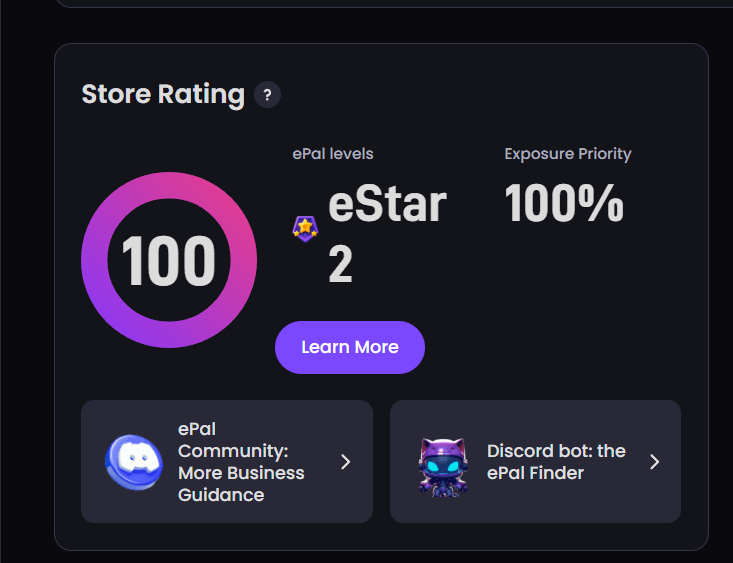 Store rating 100 <3